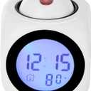 with Voice Talking LED Time Temperature for Bedroom，Projection Alarm Clock for Bedrooms Digital Voice Report Alarm Clock 12/24 HDigital Electric Clocks Projection On Ceiling, Bedside, Office (White)