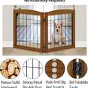 LZRS 2-Panel Freestanding Foldable Wood Dog Gate Solid Wood & Steel Wire, Chew-Resistant Pet Barrier for Indoor Use, Ideal for Small to Medium Dogs, Cherry