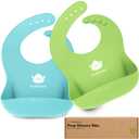KeaBabies 2-Pack Silicone Baby Bibs for Eating - Sturdy Food-Grade Silicone Bibs for Babies Girl, Boy, Large Food Catcher, Clean & Put On Easily, Waterproof Toddler Feeding Essentials (Cloud Nine)