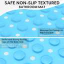 Silicone Bathtub Mat Non Slip, 35x16 Inch, Acupressure mat Square Machine Washable Bathmats for Bathtub with Drain Holes and Suction Cup, Easy to Clean, for Bath Tub, Kitchen and ShowerBlue