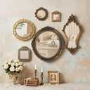 Beeveer 6 Pcs Vintage Gold Wall Mirror Set Luxury Gallery Wall Mirror Decorative Hanging Antique Decor for Living Room Entryway Wedding Bedroom Bathroom Victorian Decor (Baroque,Gold)