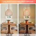 Arturesthome Natural Rattan Pendant Light for Kitchen Island, Woven Lamp Shade Chandelier, Hanging Ceiling Light, Handmade Lampshade Rope Lamp D15.7in*13.7in, 15.7"W - Beige Iron Frame