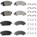 ILONPA Front Rear Semi-Metallic Disc Brake Pads Set for GMC Sierra 1500/Chevy Silverado 1500 2014 2015 2016 2017 2018, for Cadillac Escalade ESV, for Suburban/Tahoe/Yukon XL 2015-2020, 8PCSWith Hardwa