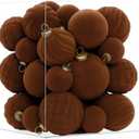 XmasExp 36PCS Velvet Christmas Ornaments Set Mixed Flocked Balls Ornaments Shatterproof Christmas Tree Decorations for Holiday,Party,Home(Brown)