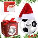 2025 Christmas Soccer Ornament with Gift Box and Card 3.15" Glass Blown Christmas Sport Gifts Ornaments Xmas Tree Decoration for Men Women Soccer Player