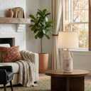 26" Vintage Ceramic Table Lamp for Home Decor, Farmhouse Retro Terracotta Lamp with Handles for Living Room, Rustic Pottery Bedside Nightstand Lamps for Bedroom, End Table, Entryway (Bulb included)