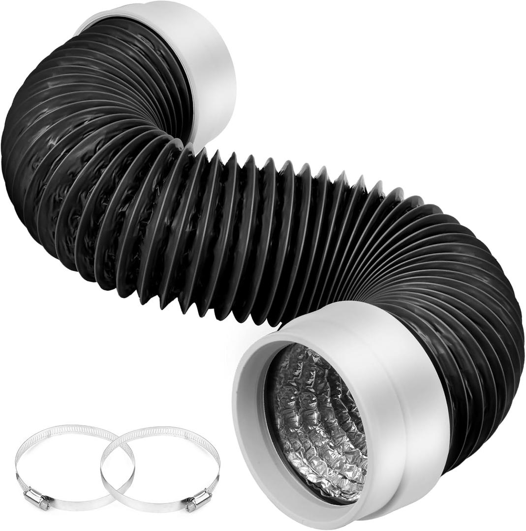 MOPHA Dryer Vent Hose 4 Inch, 3FT Heavy Duty 6Layer Flexible Aluminum Dryer Duct with Rubber Seal Connectors, Heat Resistant Insulated Dryer Exhaust Hose for Tight Spaces, EasyInstall Dryer Vent Kit