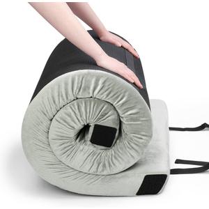 Willpo CertiPUR-US Memory Foam Camping Mattress with Travel Bag and 2 Interchangeable Covers, Lightweight Portable Sleeping Pad for Tents, Guest Beds, Home (Twin/75.2"*38.19"*3, Gray)