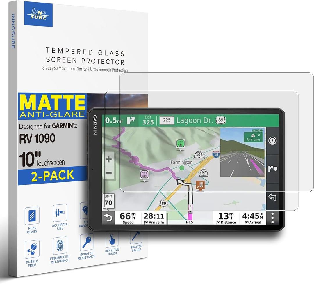 [2-PACK] Premium Tempered Glass Screen Protector for Garmin RV 1090, RV 1095 Navigator 10 Inch Touchscreen Anti Glare (Matte)