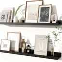 Fun Memories Picture Ledge Shelves Set of 2, 32 Inch Rustic Wall Mounted Floating Shelves with Lip for Home Storage and Dcor in Bathroom, Kitchen, Nursery, Bedroom, Living Room, Black