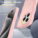 Magnetic for iPhone 15 Pro Case, (Compatible with Magsafe) Curly Wavy Frame Hard Translucent Matte Clear Back Cover for Women Men TPU Bumper Shockproof Phone Case (Pink)