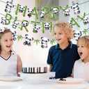 Zwiebeco Pandas Happy Birthday Party Decoration Green Black White Bamboo Leaves Sign Banner Hanging Paper Garland Bunting for Babys Kids Themed Accessories Supplies