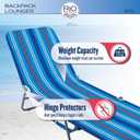 Rio Beach Portable Lay Flat Folding Backpack Beach Lounge Chair with Backpack Straps and Storage Pouch, Blue and Red