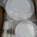BESTVIP 875 Piece Silver Plastic Dinnerware Set for 125 Guests