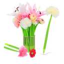 15 Pcs Mother's Day Flower Pens for Women Daisy Rose Lily Carnation Ballpoint with Flower Top Black Gel Ink Pen Gift for Bridal Shower party Supplies,0.5 mm(Flowers Varies)