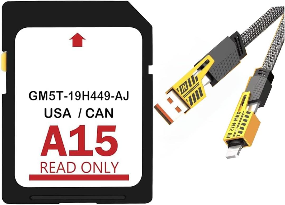 GM5T-19H449-AJ A15 Navigation SD Card for Ford & Lincoln USA Canada Map Update - Compatible with F150, Explorer, Fusion, Expedition, Escape, Edge, MKC, MKZ, MKX & SYNC 2 System with Charge Cable