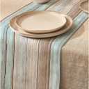 QWINEE Table Runner Farmhouse Wood Grain Pattern Coffee Table Runners Non-Slip Rectangle Table Setting Decor for Farmhouse Party Holiday Dinner Multicolor 13" x 72"