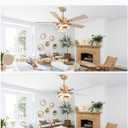 52" White and Gold Modern Chandelier Fandelier Ceiling Fan with Light | DC motor, reversible, dimmable, 3 adjustable rings for DIY shape; for bedroom, living room.
