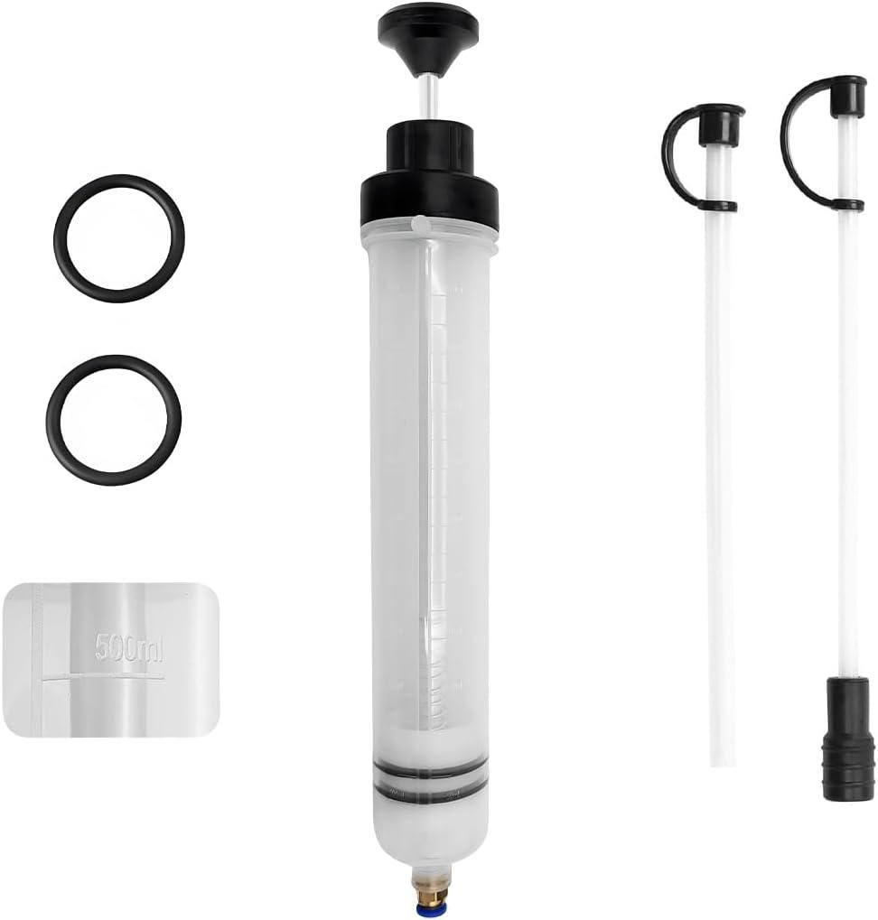 500cc Fluid Extractor, Automotive Fluid Extractor Pump, Manual Extraction and Filling Pump with Two Extraction Tubes, Universal Fluid Oil Change Evacuator Car Accessories