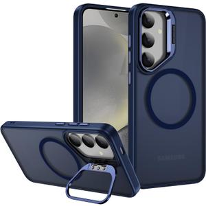 for Samsung Galaxy S24 Case, Compatible with Magsafe Phone Case with Kickstand,Shockproof Bumper Protective Cover for Galaxy S24 2024 (SM-S921U, SM-S921U1) 6.2 inch (Night Blue)