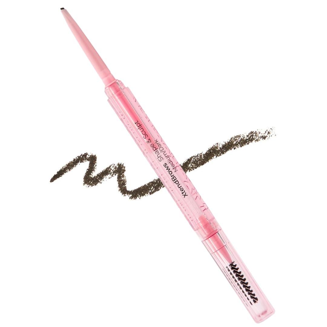 MCoBeauty XtendBrows Shape & Sculpt Brow Pencil - Medium To Dark - Natural Look Eyebrow Filler Pen with Triangle Tip & Spoolie - Long-Wearing Definer for Fuller Natural Brows - Vegan & Cruelty Free (0.5 Ounce (Pack of 1))