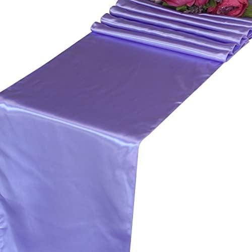 Lavender Satin Table Runners - Welmatch 5 pcs Wedding Banquet Party Event Decoration Table Runners, Lavender, 5 