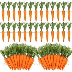 Fullhawl 3 Pack Easter Garland Decor 36 Pcs Artificial Carrot Ornaments 25.5ft Hanging Carrot Banner for Mantel Fireplace Kitchen Party Decorations(Orange,7.5 Inch,Classic Style)
