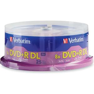 Verbatim DVD+R DL Double Layer 8.5GB 8X LifeSeries - 25 Pack Spindle