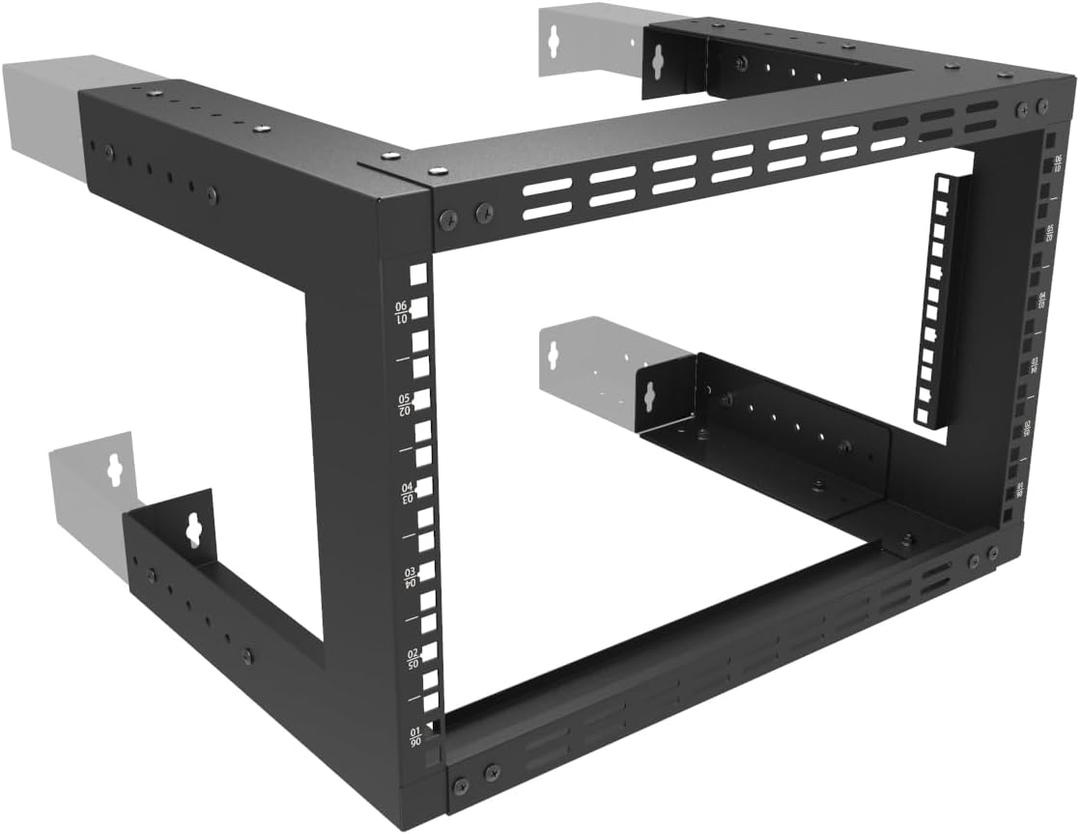 JINGCHENGMEI 6U Wall Mount Rack- 19 Inch Vented Server Rack Open Frame Bracket for AV, IT, Networking Equipments 13"-18" Adjustable Depth Black (6UVented)