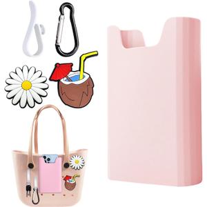 Silicone Phones Holder Compatible with Bogg Bags, Phone Case Holder Charms Accessory Compatible with All Bogg Bags, Phones Holder Attachment for Beach Tote Bags, With 2Pcs Charms & 2Pcs Key Hooks