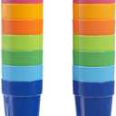US Acrylic Spectrum Unbreakable Plastic 10 ounce Stackable Juice Tumblers in 8 Assorted Colors | Set of 16 Kids Drinking Cups | Reusable, BPA-free, Made in the USA, Top-rack Dishwasher Safe, Multicolor