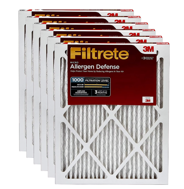 Filtrete Micro Allergen Defense AC Furnace Air Filter, Delivers Cleaner Air Throughout Your Home, Captures Small Particles like Pollen & Pet Dander, MPR 1000, 10 x 20 x 1, 6-pack
