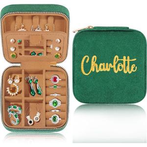 2 x Birthday Gifts For Teen Girls Best Friend Bestie Soul Sister Jewelry Boxes For Travel Ring Holder Earring Holder Beach Essentials Mothers Day Birthday Gifts For Girls Travel Accessories For Women (Green 4"*4"*2")
