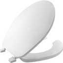 BEMIS 75 Commercial Open Front Plastic Toilet Seat, Heavy Duty Industrial Seat with Lid, Round, White