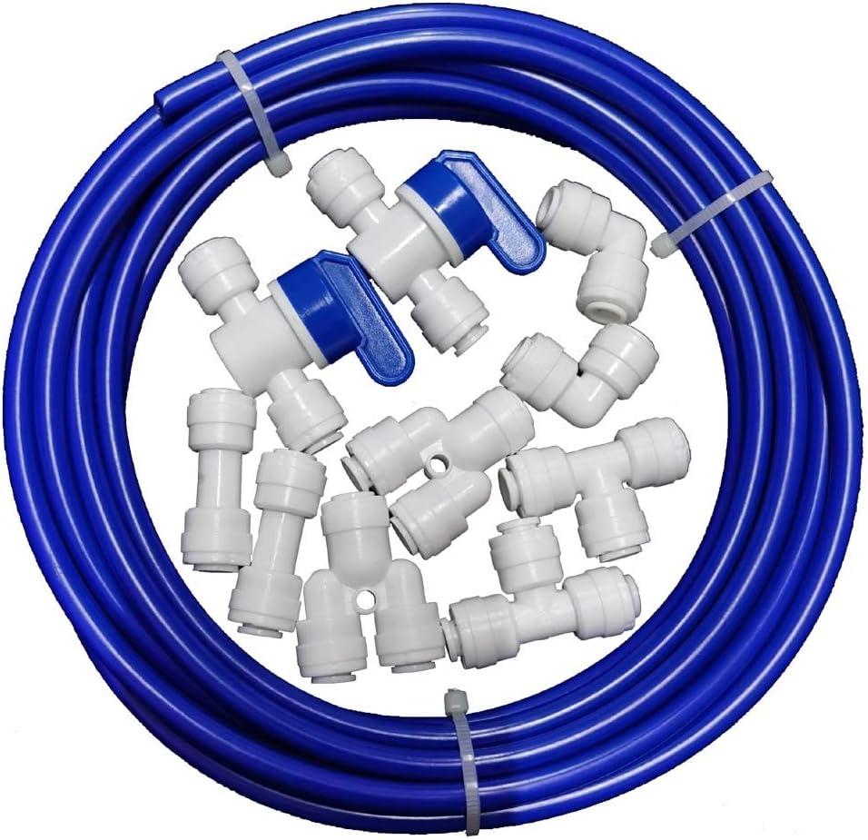 Malida 1/4 inch O.D. Length 32.8ft(10 meters) RO Water Tubing, Hose Pipe for RO Water purifiers System,+ 1/4 O.D quick connector 10pcs