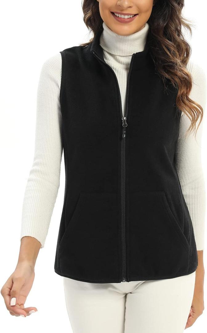 Xeoxarel Women's Fleece Vest with 6 Pockets (XX-Large, Black)
