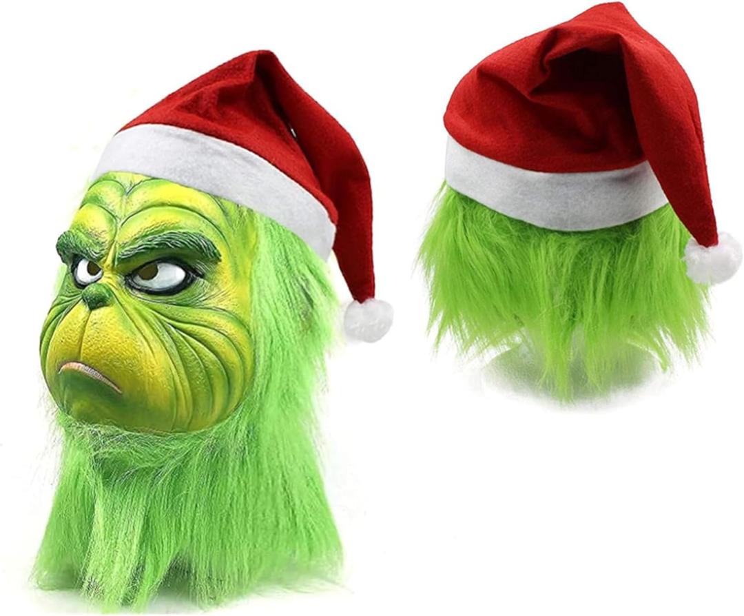 WPOZD Christmas Cosplay Latex Mask, Adult Green Costume Mask (Yellow)
