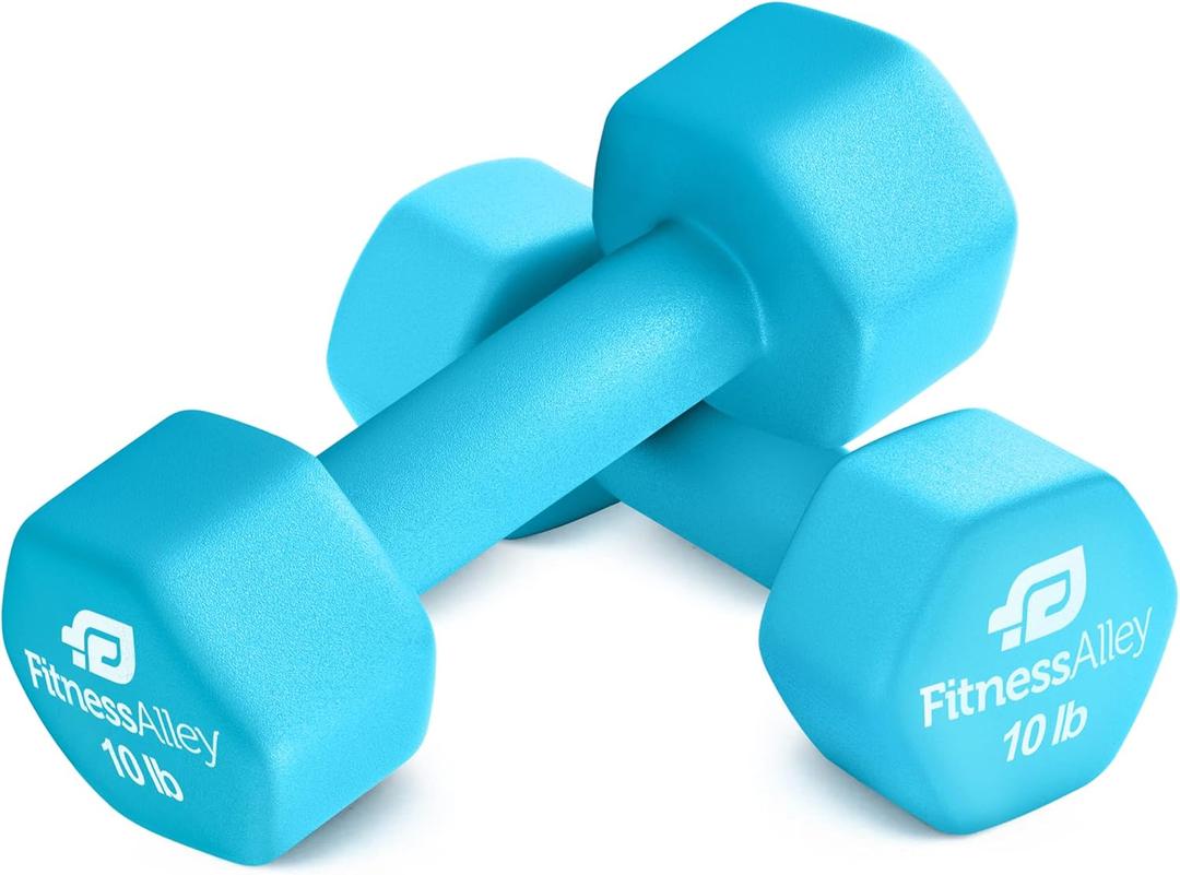 Neoprene Coated Workout Dumbbells set of 2  Anti Roll, Non Slip with Smooth Grip Fitness & Exercise Dumbbells  Hexagon Shaped Hand Weights for Women & Men  Best Choice for Gyms & home use (10 lbs - Sea Green)