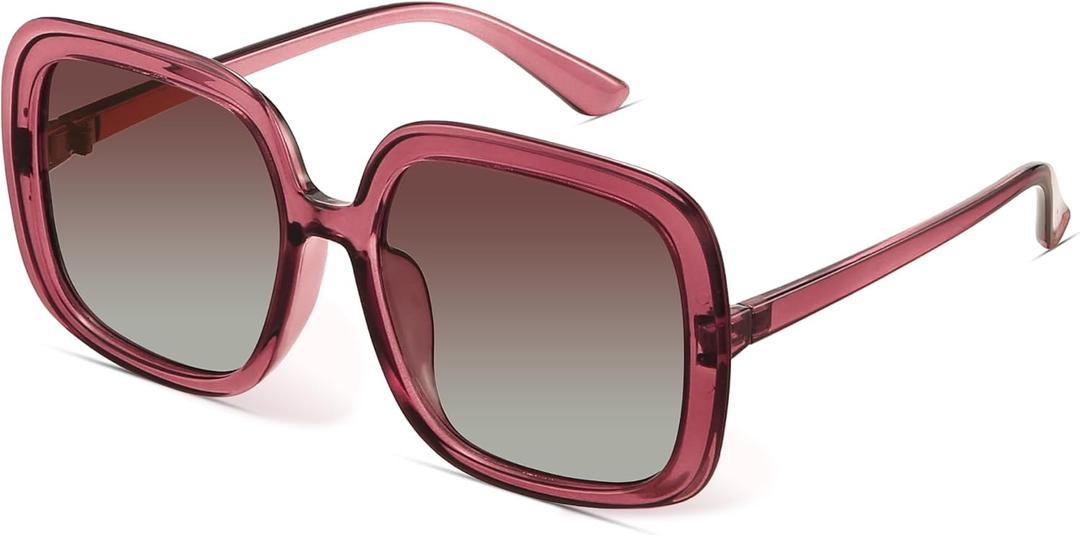 miyya Oversized Polarized Sunglasses Women, Trendy Retro Sun Glasses for Women 2025, Oversized Shades (Burgundy)