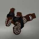 EXPAWLORER Anti Slip Dog Socks to Prevent Licking Paws, Dog Shoes for Hot Pavement, Dog Booties for Small  Senior Dogs, Traction Control Boots & Paw Protectors for Hardwood Floors Coffee (Small (4 Count))