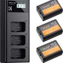 K&F Concept 3-Pack NP-FW50 Battery and Upgraded 3-Slot ZV-E10 Battery Charger Compatible with Sony Alpha A6400 A6000 A6300 A6500 A5000 A5100 A7 A7II A7R A7RII A7S A7SII RX10 II III IV Cameras