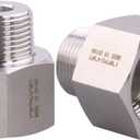Forged Reducer Adapter Fitting - Stainless Steel 304 Reducing Pipe Connector, 1" NPT Female x 3/4" NPT Male (pack of 2)