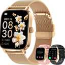Smart Watch for Women Men Fitness: Waterproof Make Answer Call Digital Mens Watches Running Pedometer Smartwatch for Android Phone iPhone Samsung Compatible Heart Rate Monitor SpO2 Step Tracker Gold