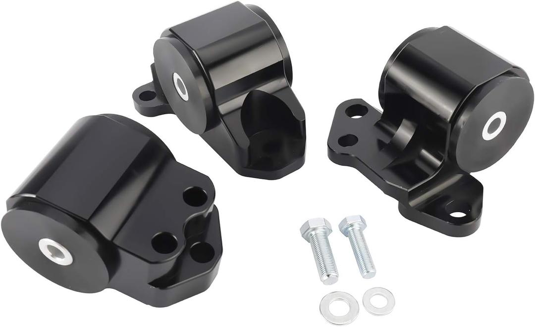 NovelBee 3pcs Billet Aluminum 3-Bolt Engine Mount Kits Replacement for Honda Civic Acura Integra B D Series MT