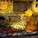 Anordsem Solar Watering Can Lights: Metal Lotus Lantern Outdoor with Hook - Waterproof Garden Art Hanging Decoration for Yard Patio Lawn - Christmas Birthday Gifts for Women Mom Grandma