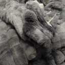 Smoofy Fluffy King Size Comforter Set 3 Pieces - Tie-dye Grey Fleece Fluffy Comforter Set, Luxury Fuzzy King Bedding Set, Soft King Bed Set All Season, Heavy Faux Fur Comforter with 2 Pillow Cases