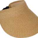 Straw Sun Visors Hats for Women UV Protection, Summer Packable Beach Hat, Wide Brim Foldable Hats for Travel