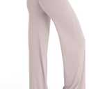 Sunzel Women's Butt Lifting Wide Leg Yoga Pants High Waist Tummy Control No Front Seam Straight Leg Workout Gym Bottoms (Large, Beige)