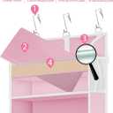 TAHAVICE Pink Over the Door Organizer - 5-Tier Hanging Storage with Clear PVC Windows & 10 Mesh Pockets, Cute Closet Organizer for Makeup, Perfume, Toys, Perfect Pink Room Decor for Girl