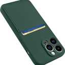 Design for iPhone 13 Pro Case with Card Holder for Women Men Soft Liquid Silicone Cover [Microfiber Lining] Full Camera Protection Shockproof Slim for iPhone 13 Pro Case Wallet Green